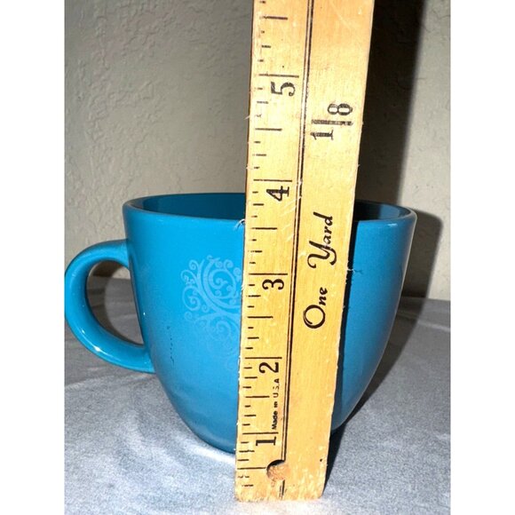 Room Essentials Blue Stoneware Mug 12 Oz Swirl Heart Design Dishwasher & Microwa - Picture 5 of 5